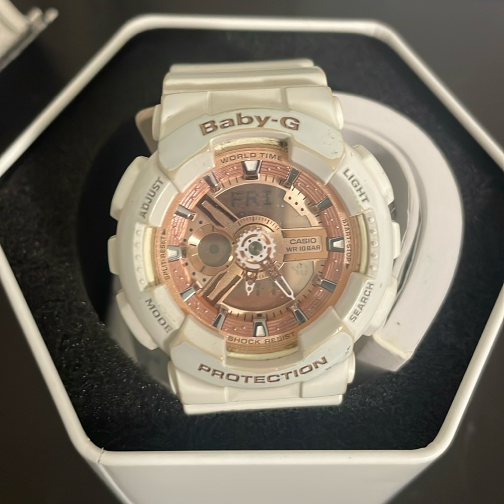 Casio Baby-G Rose Gold and White Digital Watch